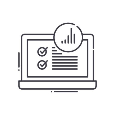 İstatistiksel anketler simgesi, doğrusal izole resimleme, ince çizgi vektörü, web tasarım işareti, düzenlenebilir konsept sembolü beyaz arkaplan üzerinde.
