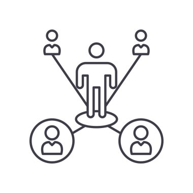 Kullanıcı ağ simgesi, doğrusal izole resimleme, ince çizgi vektörü, web tasarım işareti, düzenlenebilir çizgi konsept sembolü beyaz arkaplan üzerinde.