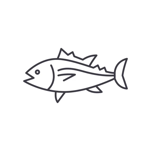 Icono de atún, ilustración lineal aislada, vector de línea delgada, signo de diseño web, símbolo de concepto de esquema con trazo editable sobre fondo blanco. — Vector de stock