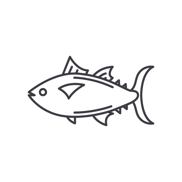 Thunfisch-Konzept-Symbol, linear isolierte Illustration, dünner Linienvektor, Webdesign-Zeichen, umreißendes Konzept-Symbol mit editierbarem Strich auf weißem Hintergrund. — Stockvektor