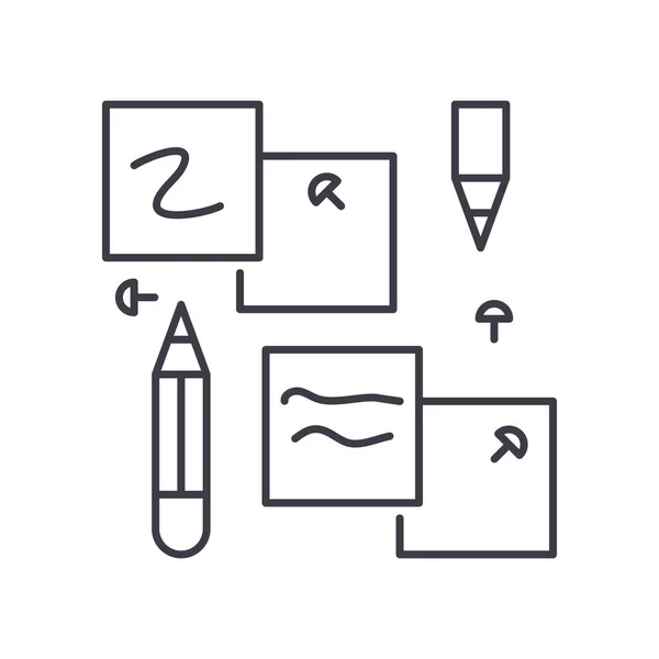 Icône de notes collantes, illustration linéaire isolée, vecteur de ligne mince, signe de conception Web, symbole de concept de contour avec trait modifiable sur fond blanc. — Image vectorielle