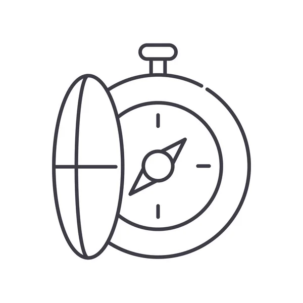 Icône de compas de voyage, illustration linéaire isolée, vecteur de ligne mince, panneau de conception Web, symbole de concept de contour avec trait modifiable sur fond blanc. — Image vectorielle