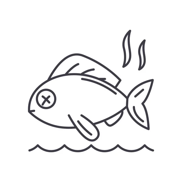 Ikona śmierdzącej ryby, odizolowana ilustracja liniowa, wektor cienkiej linii, znak projektu strony internetowej, symbol koncepcji zarysu z edytowalnym pociągnięciem na białym tle. — Wektor stockowy