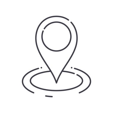 Konum ve yön simgesi, doğrusal izole edilmiş illüstrasyon, ince çizgi vektörü, web tasarım işareti, düzenlenebilir konsept sembolü beyaz arkaplan üzerinde.