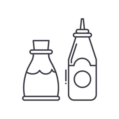 Sos simgesi, doğrusal izole edilmiş illüstrasyon, ince çizgi vektörü, web tasarım işareti, düzenlenebilir beyaz arkaplan üzerinde çizgi konsept sembolü.