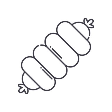 Sosis ekmek simgesi, doğrusal izole edilmiş illüstrasyon, ince çizgi vektörü, web tasarım işareti, düzenlenebilir beyaz arkaplan üzerinde çizgi konsept sembolü.