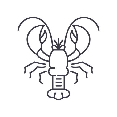 Istakoz simgesi, doğrusal izole illüstrasyon, ince çizgi vektörü, web tasarım işareti, düzenlenebilir konsept sembolü beyaz arkaplan üzerinde.