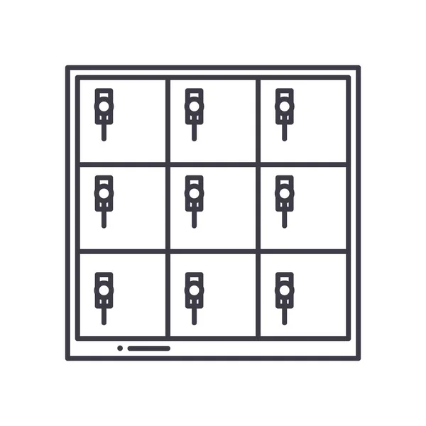 Значок шкафчика, линейная изолированная иллюстрация, вектор тонкой линии, знак веб-дизайна, символ концепции контура с редактируемым штрихом на белом фоне. — стоковый вектор