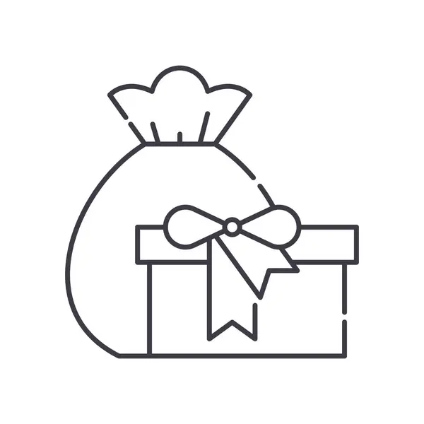 Icono de bolsa de Santa, ilustración lineal aislada, vector de línea delgada, signo de diseño web, símbolo de concepto de contorno con trazo editable sobre fondo blanco. — Vector de stock