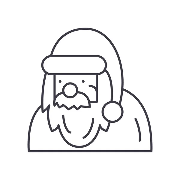 Icono facial de Santa Claus, ilustración lineal aislada, vector de línea delgada, signo de diseño web, símbolo de concepto de contorno con trazo editable sobre fondo blanco. — Archivo Imágenes Vectoriales