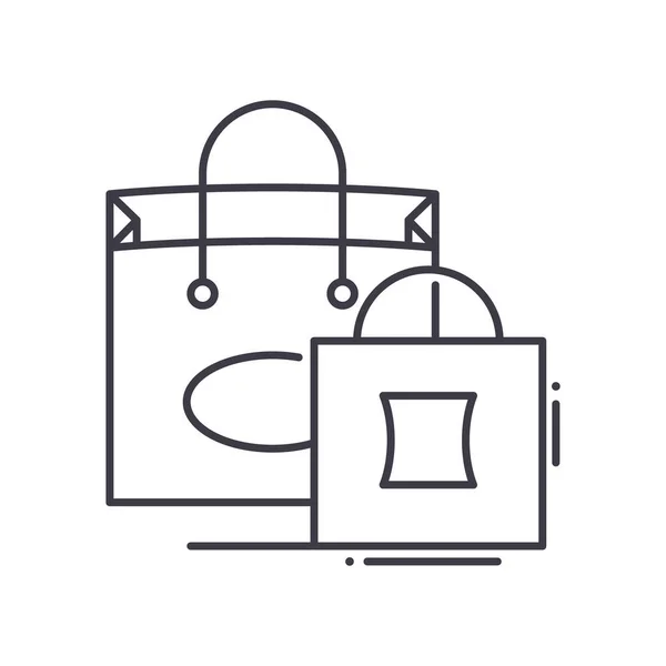 Verkaufseinkaufstüten-Symbol, lineare isolierte Illustration, dünner Linienvektor, Webdesign-Schild, Umrisskonzept-Symbol mit editierbarem Strich auf weißem Hintergrund. — Stockvektor