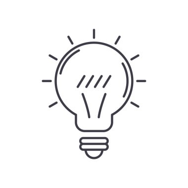 Ampul fikri simgesi, doğrusal izole edilmiş illüstrasyon, ince çizgi vektörü, web tasarım işareti, düzenlenebilir konsept sembolü beyaz arkaplanda..