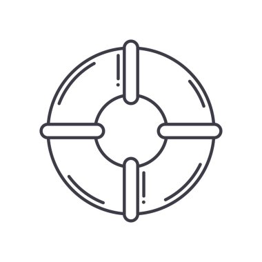 Lifebuoy resim ikonu, doğrusal izole edilmiş illüstrasyon, ince çizgi vektörü, web tasarım işareti, düzenlenebilir konsept sembolü beyaz arkaplan üzerinde.