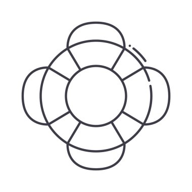 Lifebuoy destek simgesi, doğrusal izole edilmiş illüstrasyon, ince çizgi vektörü, web tasarım işareti, düzenlenebilir konsept sembolü beyaz arkaplan üzerinde.