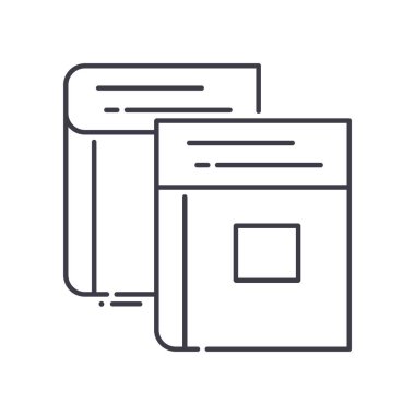 Kütüphane simgesi, doğrusal izole resimleme, ince çizgi vektörü, web tasarım işareti, düzenlenebilir çizgi konsept sembolü beyaz arkaplan üzerinde.