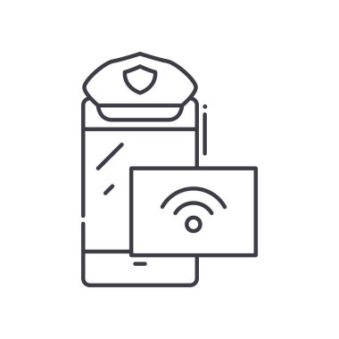 Daha az suç simgesi, doğrusal izole illüstrasyon, ince çizgi vektörü, web tasarım işareti, beyaz arkaplanda düzenlenebilir inme ile ana konsept sembolü.