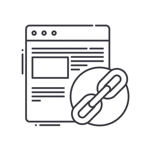 Link building icoon, lineaire geïsoleerde illustratie, dunne lijn vector, web design teken, schets concept symbool met bewerkbare slag op witte achtergrond. — Stockvector