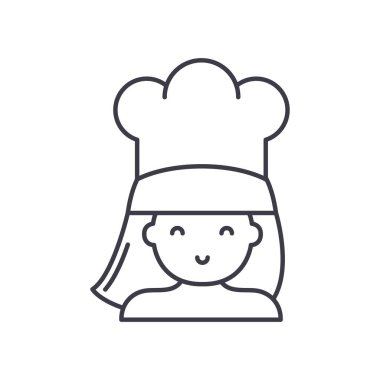 Mutfak simgesi, doğrusal izole edilmiş illüstrasyon, ince çizgi vektörü, web tasarım işareti, düzenlenebilir beyaz arkaplan üzerinde çizgi konsept sembolü.