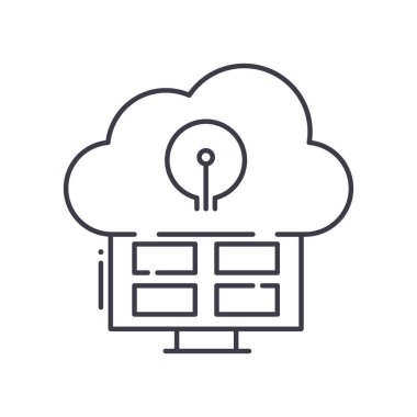 Veri merkezi simgesi, doğrusal izole edilmiş illüstrasyon, ince çizgi vektörü, web tasarım işareti, düzenlenebilir beyaz arkaplan üzerinde çizgi konsept sembolü.