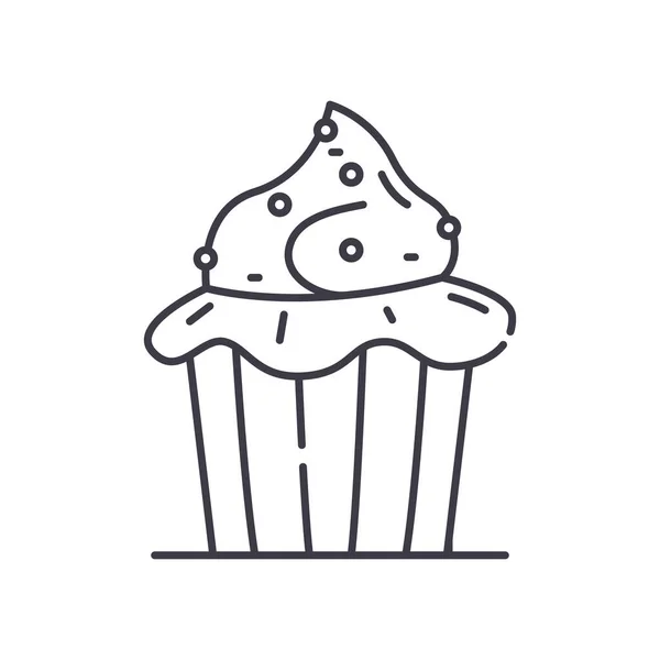 Cupcake koncept ikona, lineární izolované ilustrace, tenká čára vektor, web design značka, obrys koncept symbol s upravitelným tahem na bílém pozadí. — Stockový vektor