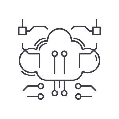 Veri bulut simgesi, doğrusal izole edilmiş illüstrasyon, ince çizgi vektörü, web tasarım işareti, düzenlenebilir çizgi konsept sembolü beyaz arkaplan üzerinde.