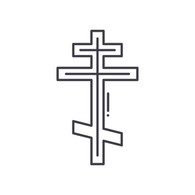 Haç simgesi, doğrusal izole edilmiş illüstrasyon, ince çizgi vektörü, web tasarım işareti, düzenlenebilir beyaz arkaplan üzerinde çizgi konsept sembolü.