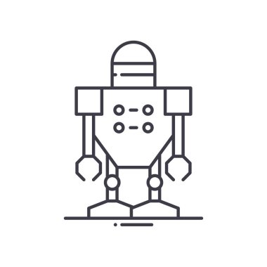 Cyborg robot simgesi, doğrusal izole edilmiş illüstrasyon, ince çizgi vektörü, web tasarım işareti, düzenlenebilir konsept sembolü beyaz arkaplan üzerinde.