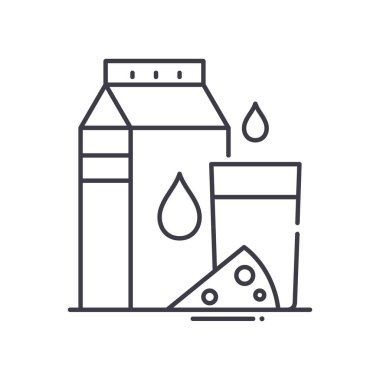 Süt ürünleri simgesi, doğrusal izole edilmiş illüstrasyon, ince çizgi vektörü, web tasarım işareti, düzenlenebilir beyaz arkaplan üzerinde çizgi konsept sembolü.