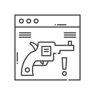 Suç çevrimiçi simgesi, doğrusal izole edilmiş illüstrasyon, ince çizgi vektörü, web tasarım işareti, düzenlenebilir beyaz arkaplan üzerinde çizgi konsept sembolü.