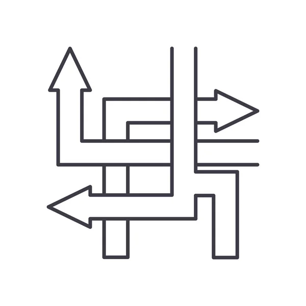 Значок со стрелками перекрестка, линейная изолированная иллюстрация, тонкий вектор линии, знак веб-дизайна, символ концепции контура с редактируемым штрихом на белом фоне. — стоковый вектор