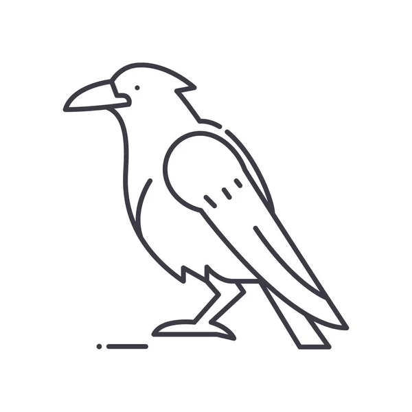 Icône corbeau, illustration linéaire isolée, vecteur de ligne mince, signe de conception Web, symbole de concept de contour avec trait modifiable sur fond blanc. — Image vectorielle