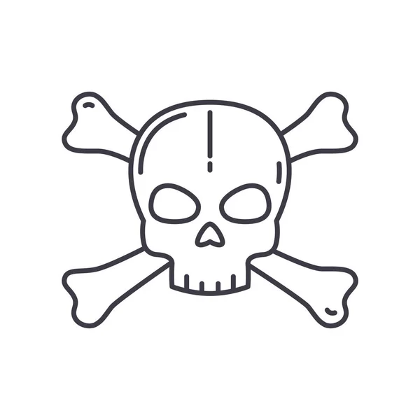 Crossbones pictogram, lineaire geïsoleerde illustratie, dunne lijn vector, web design teken, schets concept symbool met bewerkbare slag op witte achtergrond. — Stockvector