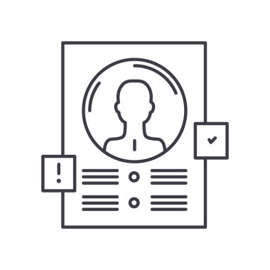 Cv simgesi, doğrusal izole edilmiş illüstrasyon, ince çizgi vektörü, web tasarım işareti, düzenlenebilir çizgi konsept sembolü beyaz arkaplan üzerinde.