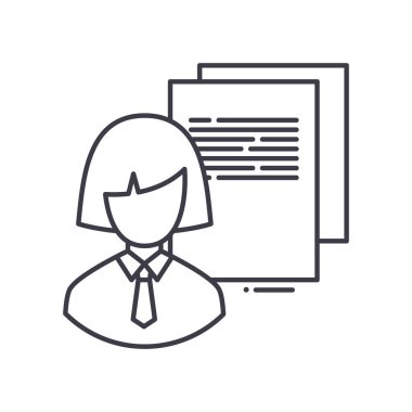 Müşteri raporu simgesi, doğrusal izole edilmiş illüstrasyon, ince çizgi vektörü, web tasarım işareti, düzenlenebilir beyaz arkaplan üzerinde çizgi konsept sembolü.