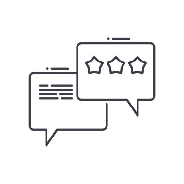 Müşteri geribildirim konsepti simgesi, doğrusal izole edilmiş illüstrasyon, ince çizgi vektörü, web tasarımı işareti, düzenlenebilir konsept sembolü beyaz arkaplan üzerinde.