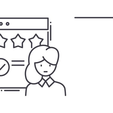 Müşteri geribildirim resmi simgesi, doğrusal izole edilmiş illüstrasyon, ince çizgi vektörü, web tasarım işareti, düzenlenebilir konsept sembolü beyaz arkaplan üzerinde.