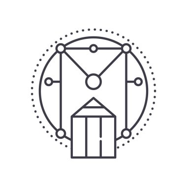 Yaratıcı ağ simgesi, doğrusal izole edilmiş illüstrasyon, ince çizgi vektörü, web tasarım işareti, düzenlenebilir beyaz arkaplan üzerinde çizgi konsept sembolü.