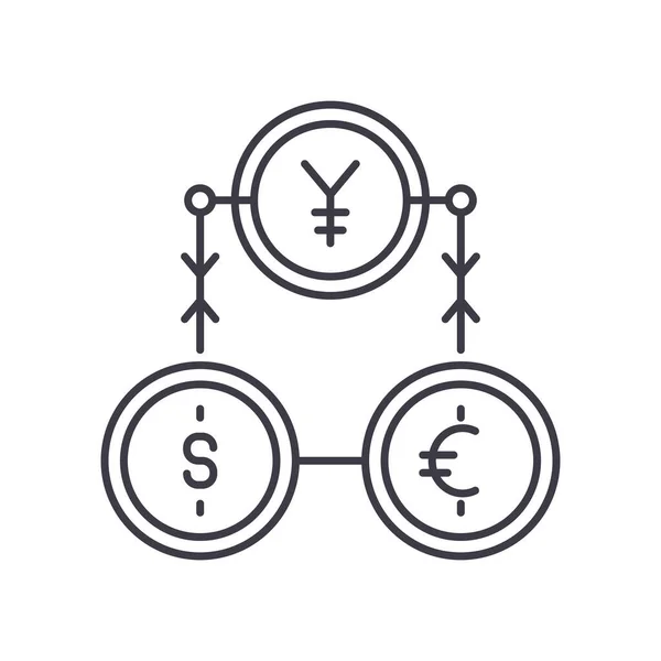Icône du marché monétaire, illustration linéaire isolée, vecteur de ligne mince, signe de conception Web, symbole de concept de contour avec trait modifiable sur fond blanc. — Image vectorielle