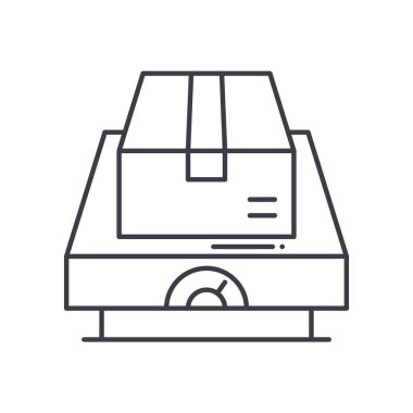 Dağıtım simgesi, doğrusal izole edilmiş illüstrasyon, ince çizgi vektörü, web tasarım işareti, düzenlenebilir konsept sembolü beyaz arkaplan üzerinde.