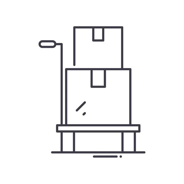 Icona del servizio di consegna, illustrazione isolata lineare, vettore linea sottile, segno di progettazione web, simbolo del concetto di contorno con tratto modificabile su sfondo bianco. — Vettoriale Stock