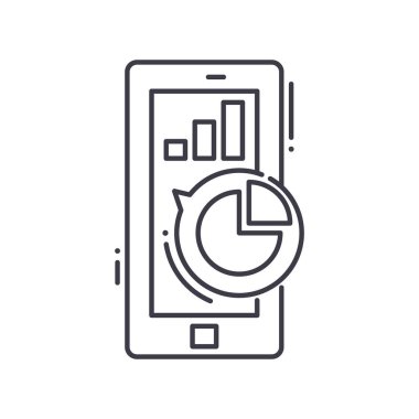 Diyagram çizelgesi simgesi, doğrusal izole resimleme, ince çizgi vektörü, web tasarım işareti, düzenlenebilir konsept sembolü beyaz arkaplan üzerinde.