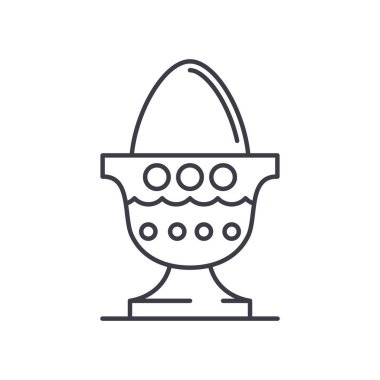 Yumurta simgesi, doğrusal izole çizim, ince çizgi vektörü, web tasarım işareti, düzenlenebilir konsept sembolü beyaz arkaplan üzerinde.