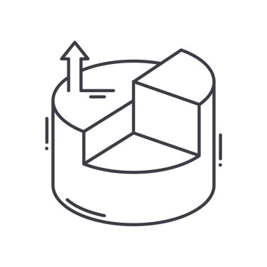 Diyagram grafik konsepti simgesi, doğrusal izole resimleme, ince çizgi vektörü, web tasarım işareti, düzenlenebilir konsept sembolü beyaz arkaplan üzerinde.