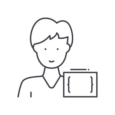 Geliştirici simgesi, doğrusal izole edilmiş illüstrasyon, ince çizgi vektörü, web tasarım işareti, düzenlenebilir konsept sembolü beyaz arkaplan üzerinde.