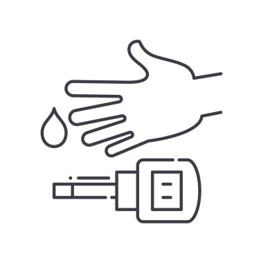 Diyabet simgesi, doğrusal izole edilmiş illüstrasyon, ince çizgi vektörü, web tasarım işareti, düzenlenebilir beyaz arkaplan üzerinde çizgi konsept sembolü.