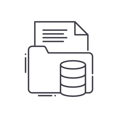 Veri depolama simgesi, doğrusal izole resimleme, ince çizgi vektörü, web tasarım işareti, düzenlenebilir çizgi konsept sembolü beyaz arkaplan üzerinde.