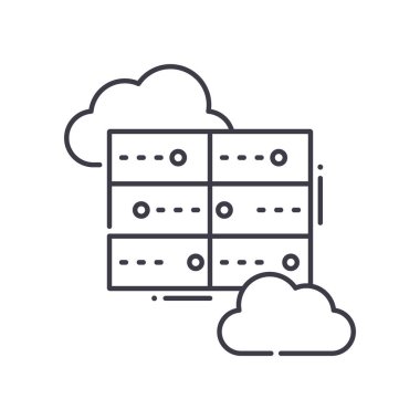 Veri eşzamanlama konsepti simgesi, doğrusal izole resimleme, ince çizgi vektörü, web tasarım işareti, düzenlenebilir konsept sembolü beyaz arkaplan üzerinde.