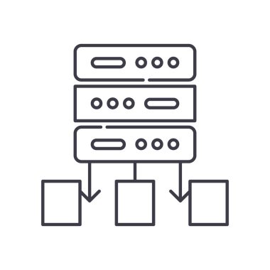 Veri kaynağı simgesi, doğrusal izole edilmiş illüstrasyon, ince çizgi vektörü, web tasarım işareti, düzenlenebilir beyaz arkaplan üzerinde çizgi konsept sembolü.