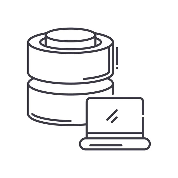 Icono de base de datos, ilustración lineal aislada, vector de línea delgada, signo de diseño web, símbolo de concepto de esquema con trazo editable sobre fondo blanco. — Vector de stock