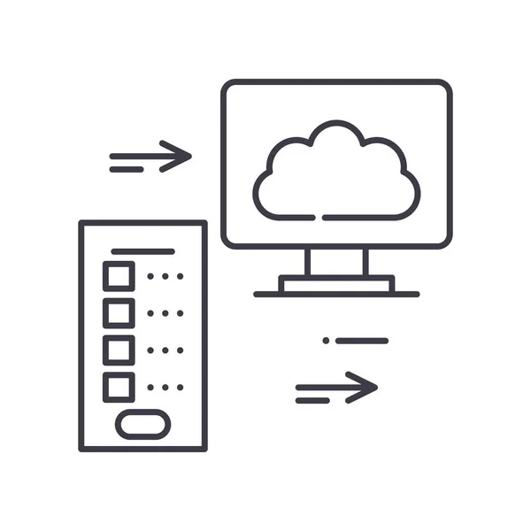 Icono de reserva de datos, ilustración lineal aislada, vector de línea delgada, signo de diseño web, símbolo de concepto de contorno con trazo editable sobre fondo blanco. — Archivo Imágenes Vectoriales